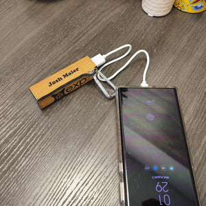 Your Logo On A Leather Wrapped 2200 mAh Power Bank -Laser Engraved - Multiple Colors Available