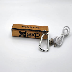 Your Logo On A Leather Wrapped 2200 mAh Power Bank -Laser Engraved - Multiple Colors Available