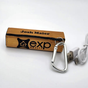 Your Logo On A Leather Wrapped 2200 mAh Power Bank -Laser Engraved - Multiple Colors Available