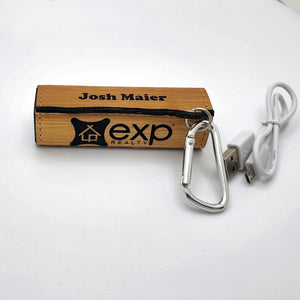 Your Logo On A Leather Wrapped 2200 mAh Power Bank -Laser Engraved - Multiple Colors Available