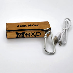 Your Logo On A Leather Wrapped 2200 mAh Power Bank -Laser Engraved - Multiple Colors Available