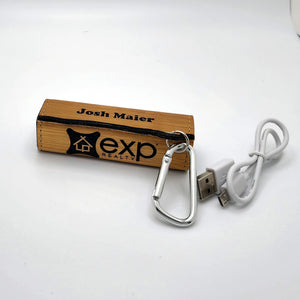 Your Logo On A Leather Wrapped 2200 mAh Power Bank -Laser Engraved - Multiple Colors Available
