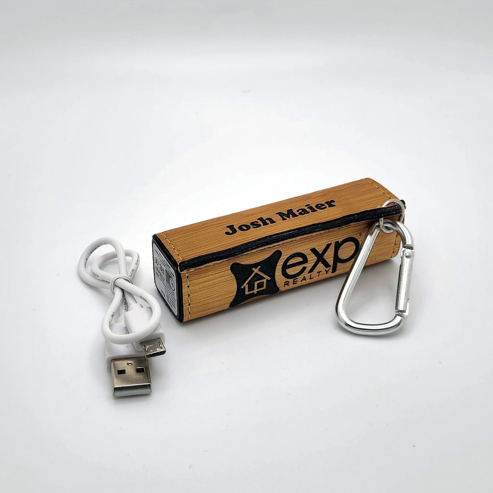 Your Logo On A Leather Wrapped 2200 mAh Power Bank -Laser Engraved - Multiple Colors Available