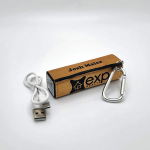 Your Logo On A Leather Wrapped 2200 mAh Power Bank -Laser Engraved - Multiple Colors Available