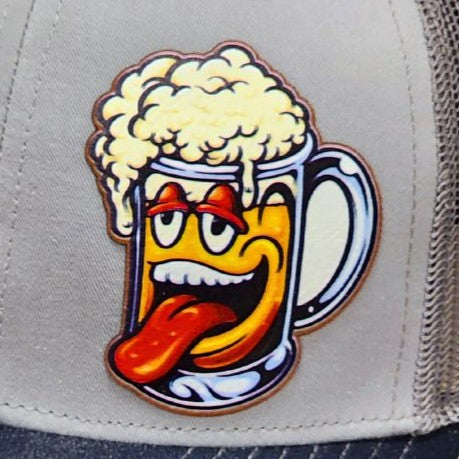 Beer Mug UV Printed Leatherette Hat Patch - MR01