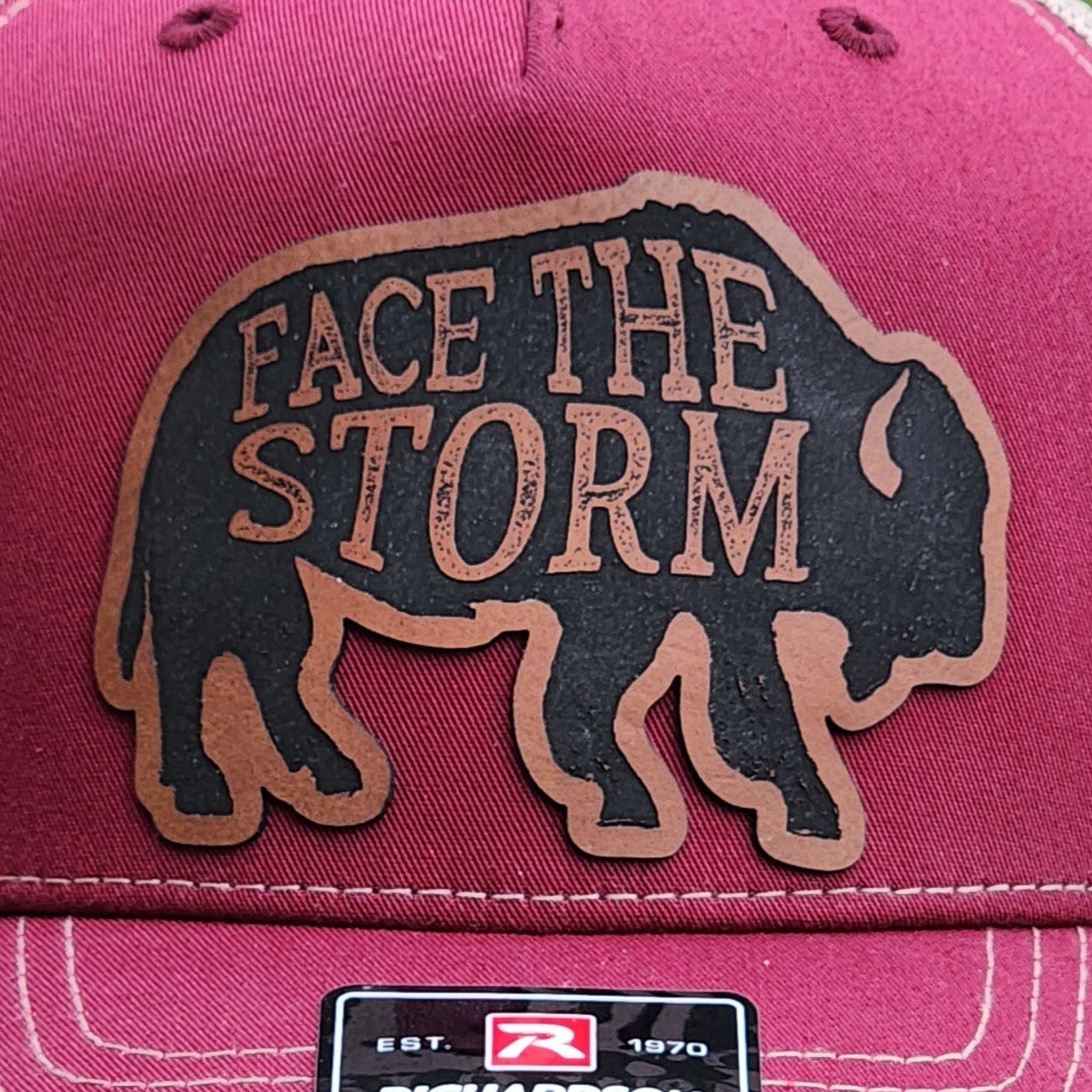 Buffalo Face the Storm Engraved Leatherette Hat Patch - MR01