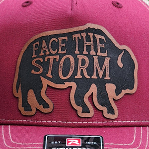 Buffalo Face the Storm Engraved Leatherette Hat Patch - MR01