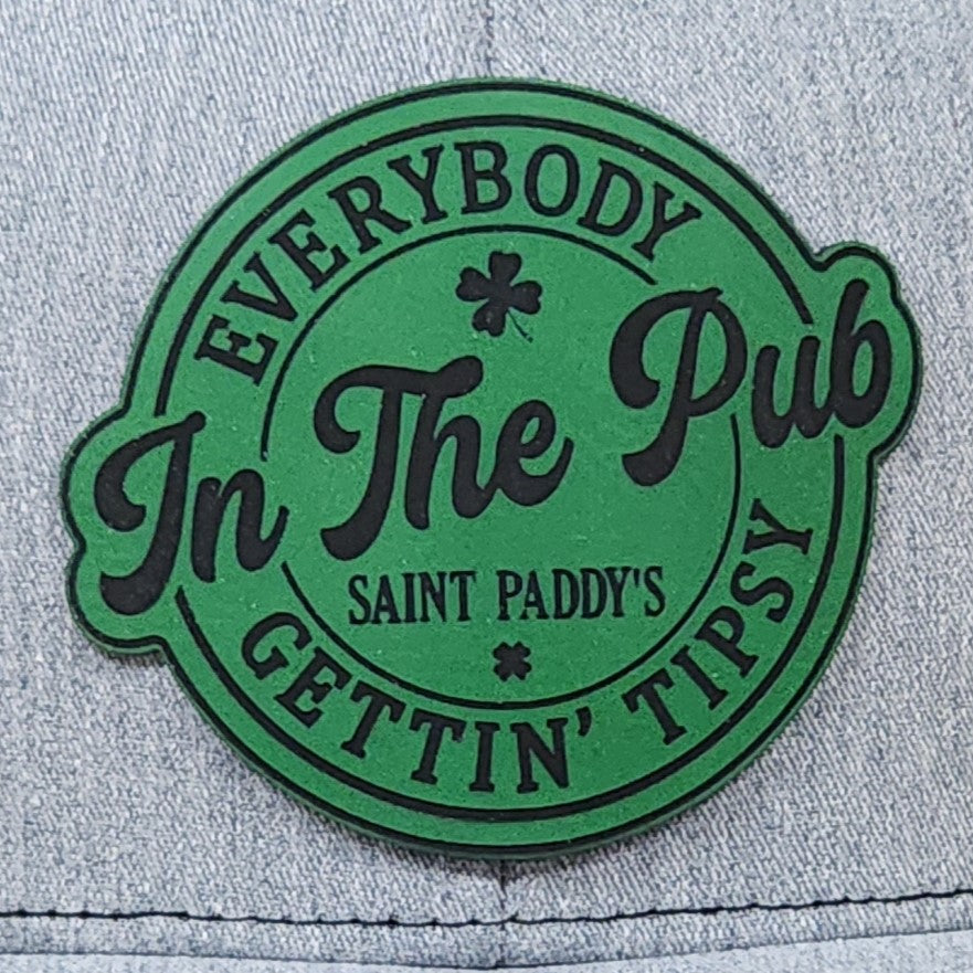 St Paddys Tipsy Engraved Leatherette Hat Patch - MR01