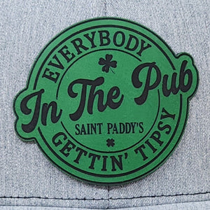 St Paddys Tipsy Engraved Leatherette Hat Patch - MR01