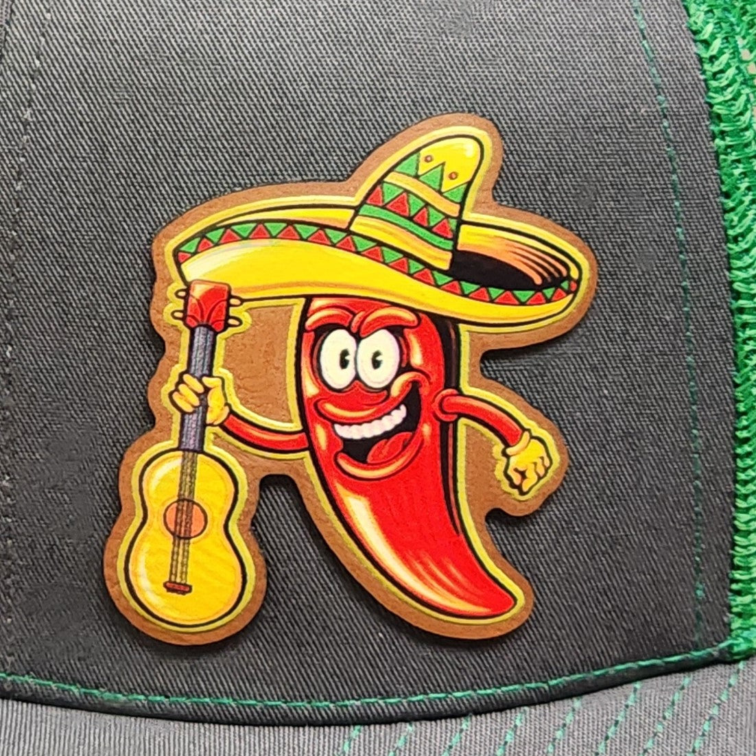 Pepper Sombrero UV Printed Leatherette Hat Patch - MR01