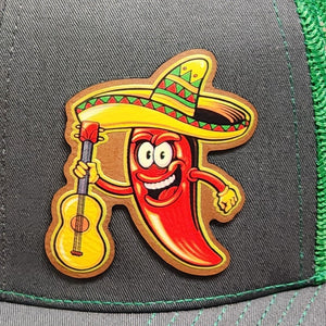 Pepper Sombrero UV Printed Leatherette Hat Patch - MR01