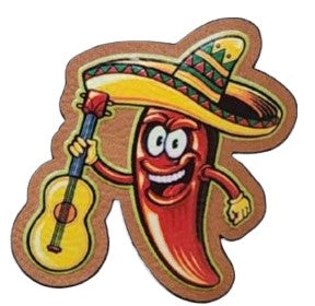 Pepper Sombrero UV Printed Leatherette Hat Patch - MR01