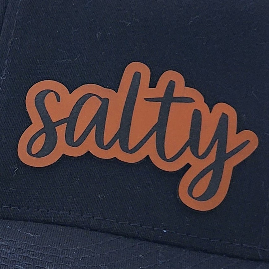 Salty Beach Engraved Leatherette Hat Patch - MR01