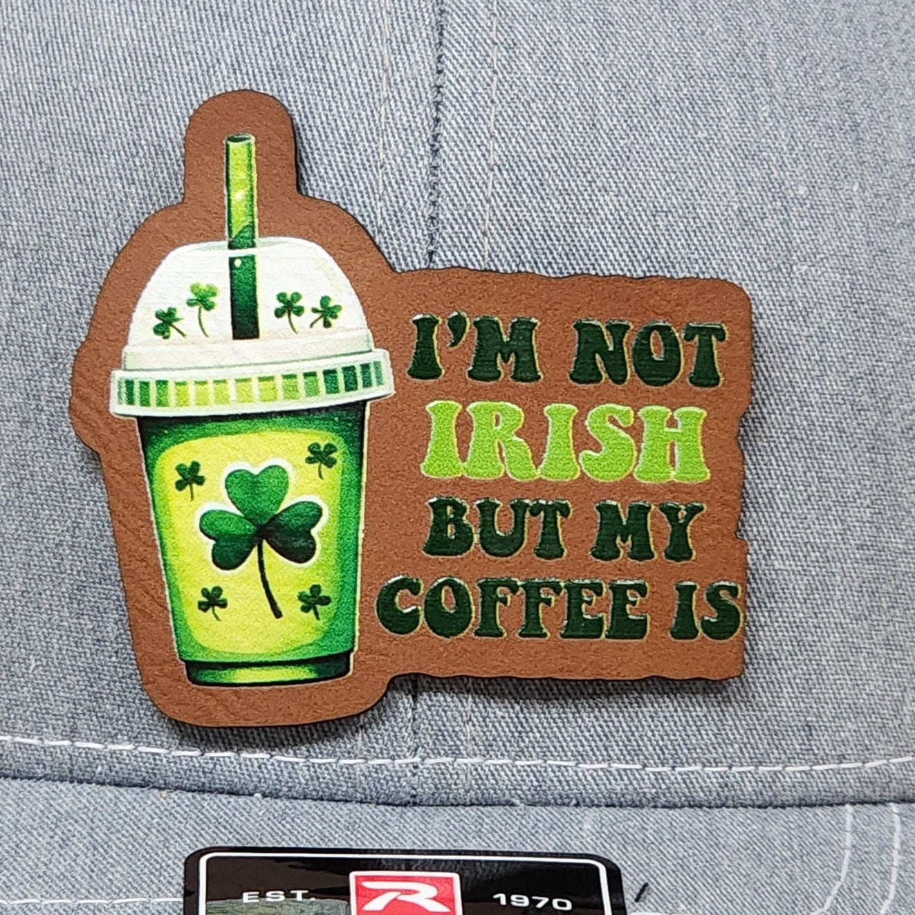 Irish Coffee UV Printed Leatherette Hat Patch - MR01