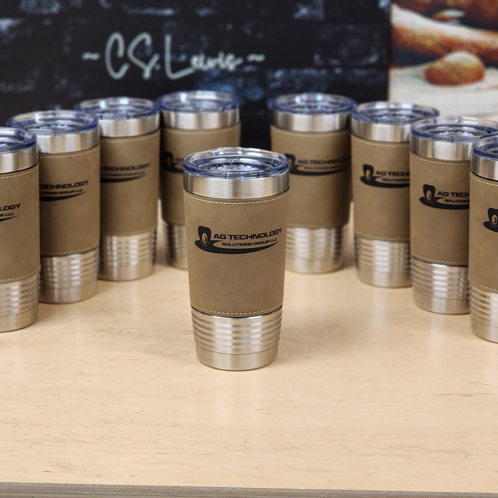 Custom Branded Leather Wrapped Tumbler 20oz