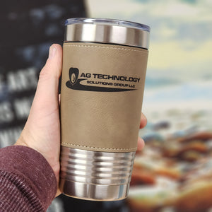 Custom Branded Leather Wrapped Tumbler 20oz