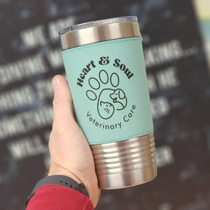 Custom Branded Leather Wrapped Tumbler 20oz