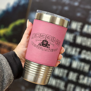 Custom Branded Leather Wrapped Tumbler 20oz