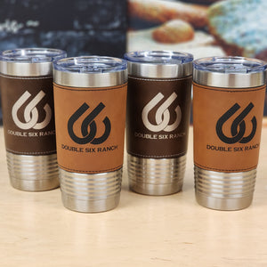 20 Ounce Stainless Steel Leather Wrapped Tumbler - Customized Business Promotional Drinkware