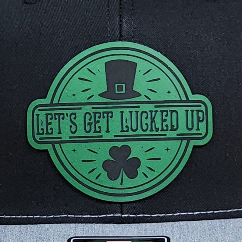 St Patricks Lucked Up Engraved Leatherette Hat Patch - MR01