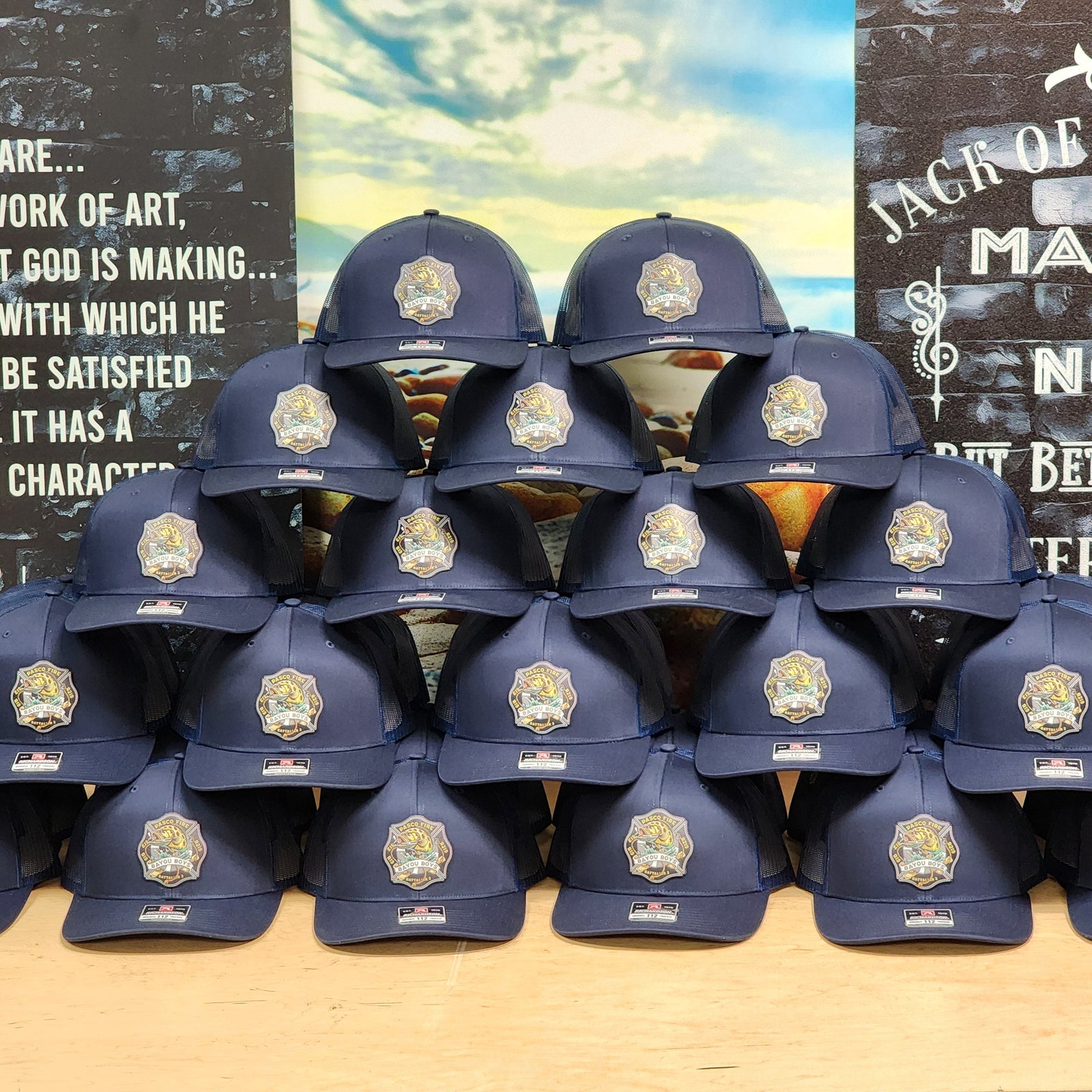 Bulk Firefighter Hats, Richardson 112 Hats for Fire Fighters, UV Printed Full Color Patches