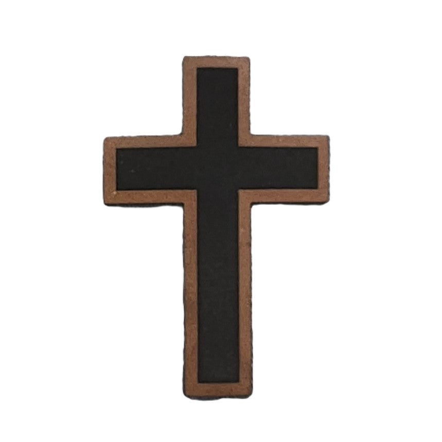 Cross Outline Engraved Leatherette Hat Patch - MR01