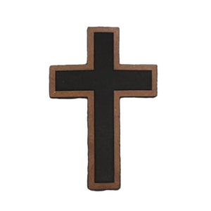 Cross Outline Engraved Leatherette Hat Patch - MR01