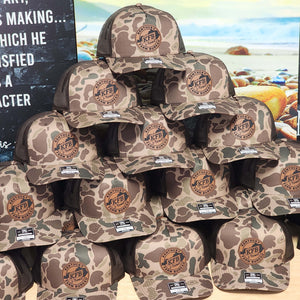 Bulk Camo Richardson 112 5 Panel Branded Leather Patch Trucker Hats