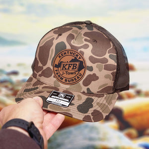 Bulk Camo Richardson 112 5 Panel Branded Leather Patch Trucker Hats