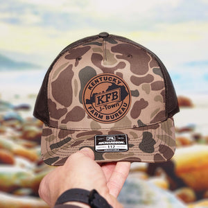 Bulk Camo Richardson 112 5 Panel Branded Leather Patch Trucker Hats