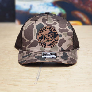 Bulk Camo Richardson 112 5 Panel Branded Leather Patch Trucker Hats