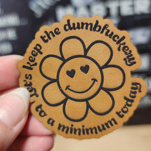 Keep It to a Minimum Flower (Saddle Tan) Engraved Leatherette Hat Patch - MR01