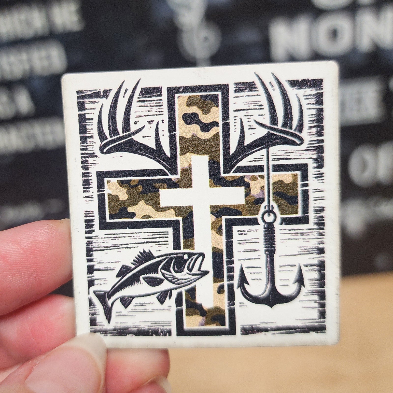 Faith, Nature, and Adventure White UV Printed Leatherette Hat Patch - MR01