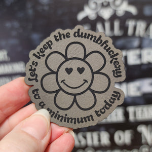 Keep It to a Minimum Flower (Saddle Tan) Engraved Leatherette Hat Patch - MR01