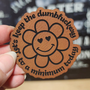 Keep It to a Minimum Flower (Saddle Tan) Engraved Leatherette Hat Patch - MR01