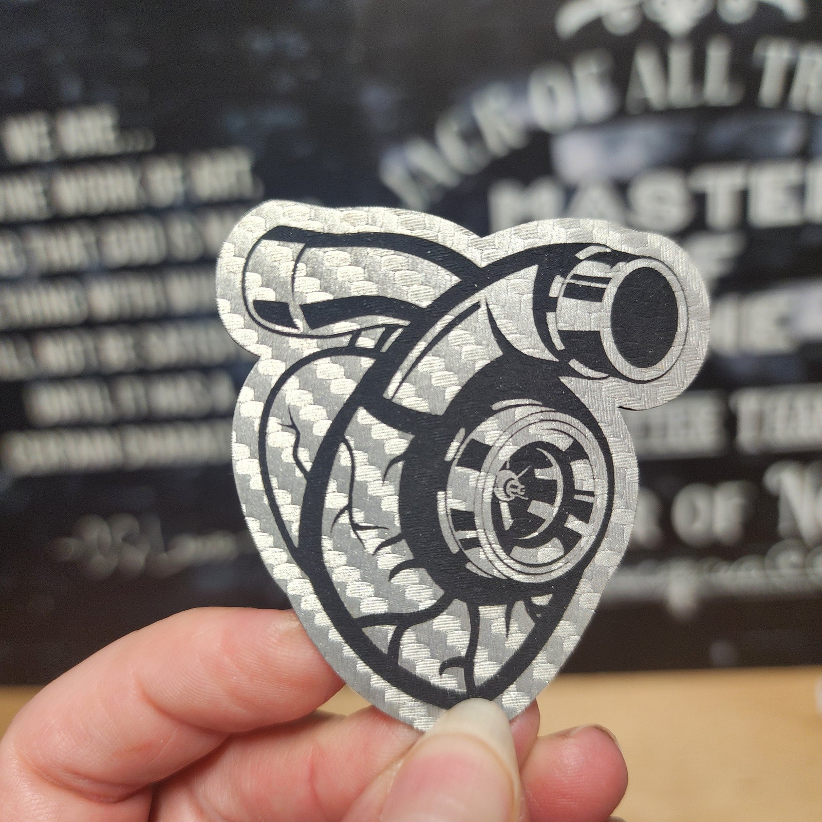 Turbocharger Power Boost Engraved Leatherette Hat Patch - MR01