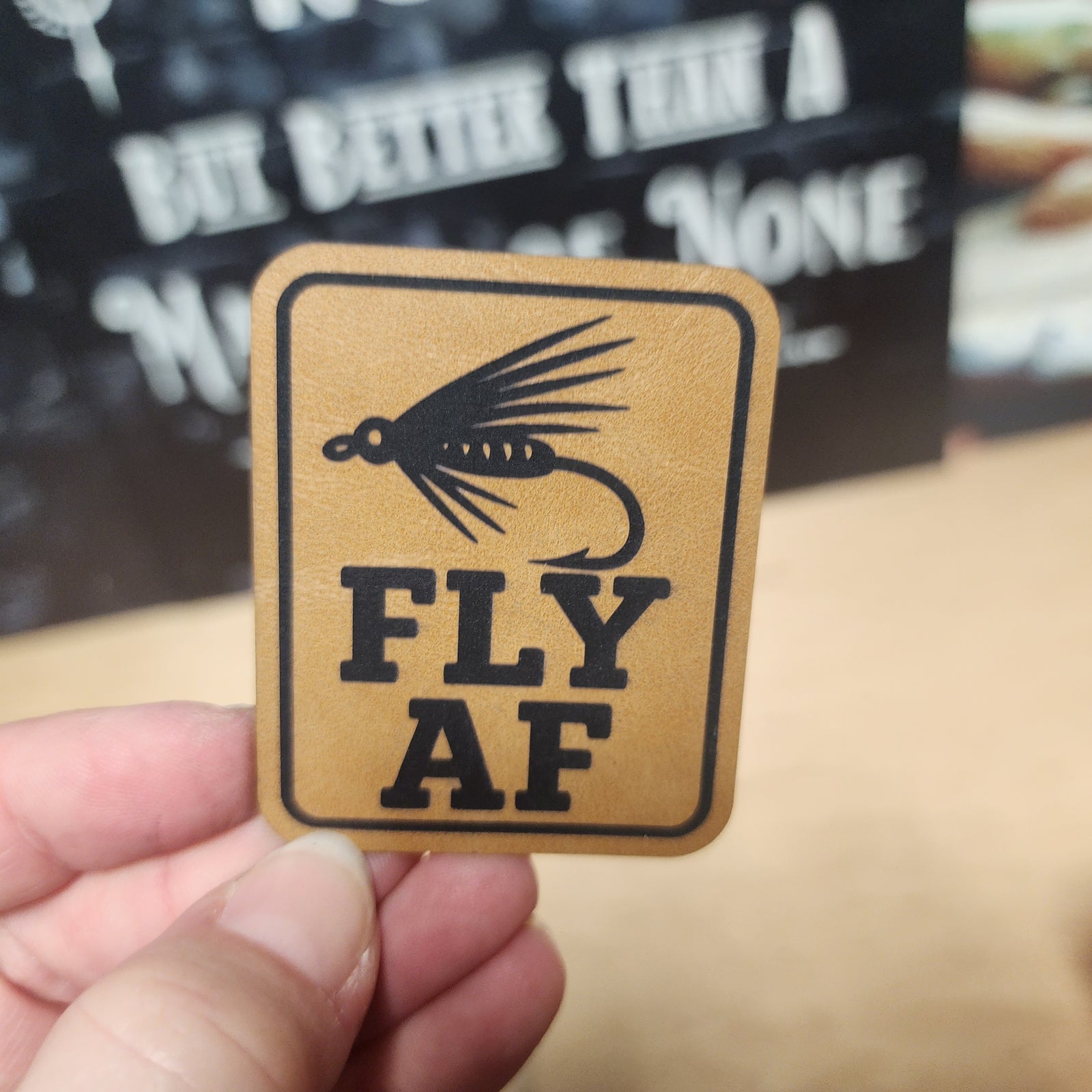 Fly AF (Saddle Tan) Engraved Leatherette Hat Patch - MR01