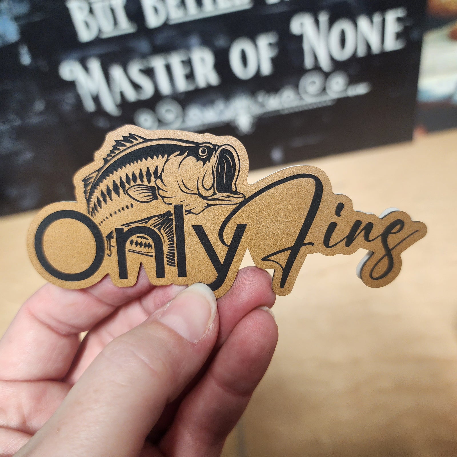 Only Fins Fishing (Saddle Tan) Engraved Leatherette Hat Patch - MR01