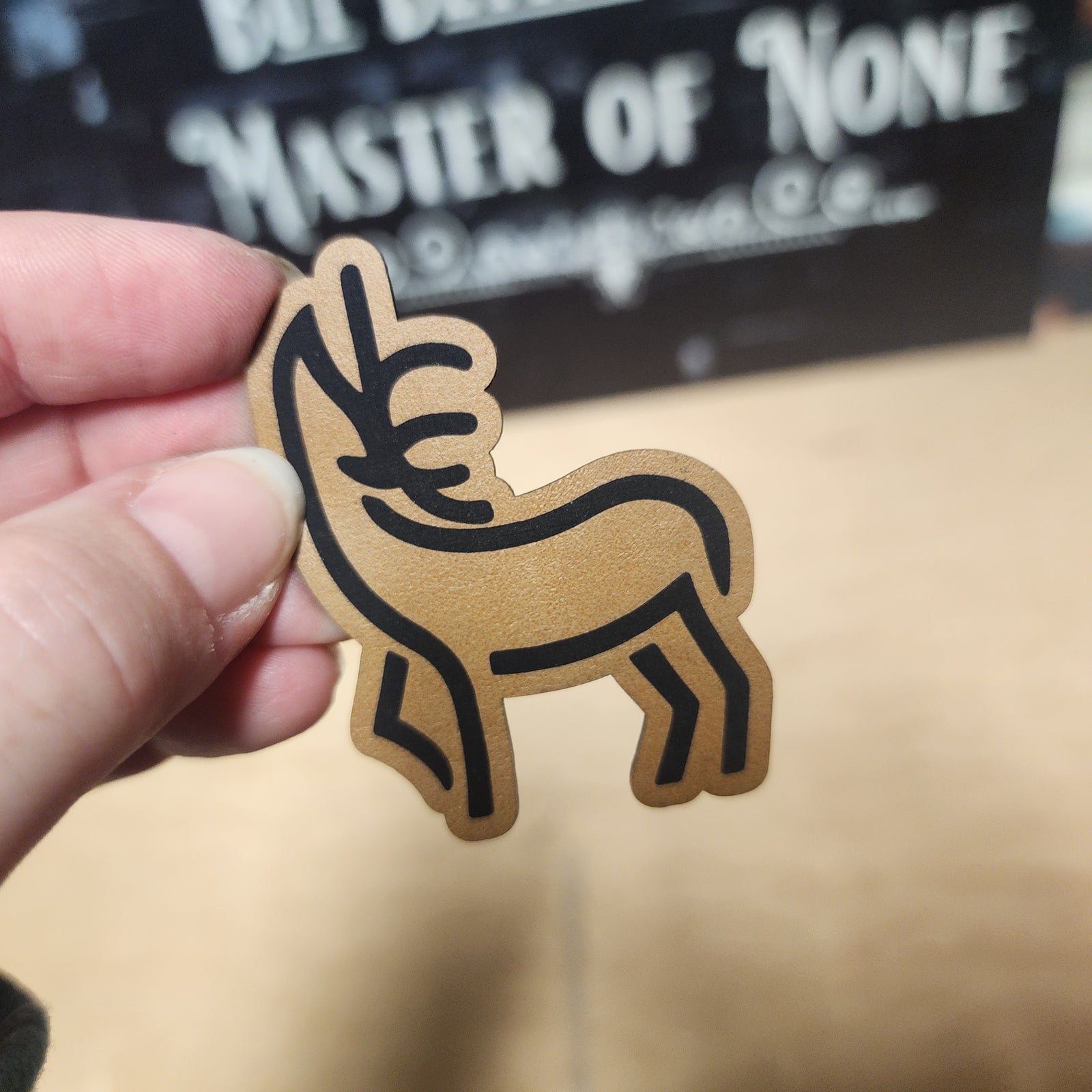 Stag Deer Outline (Saddle Tan) Engraved Leatherette Hat Patch - MR01