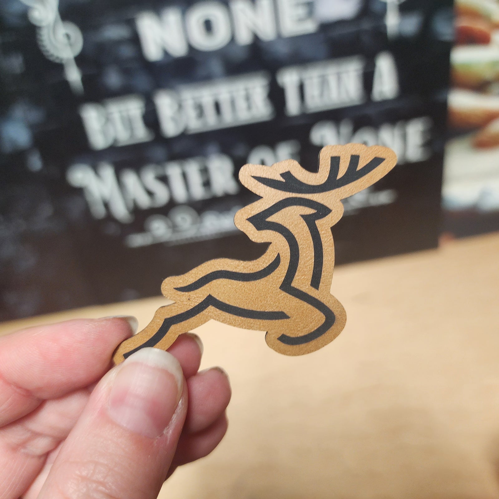 Stag Deer Outline (Saddle Tan) Engraved Leatherette Hat Patch - MR01