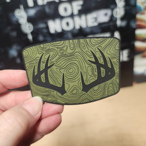 Nature's Terrain with Antlers Engraved Leatherette Hat Patch - MR01