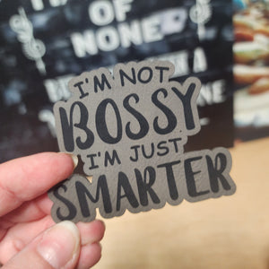 Bossy but Smarter Engraved Leatherette Hat Patch - MR01