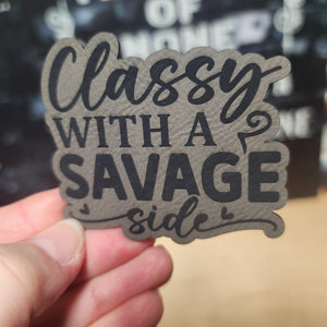 Classy Yet Savage Engraved Leatherette Hat Patch - MR01