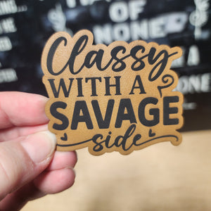 Classy Yet Savage Engraved Leatherette Hat Patch - MR01
