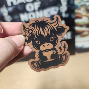 Cute Cow Vintage Vibe Engraved Leatherette Hat Patch - MR01