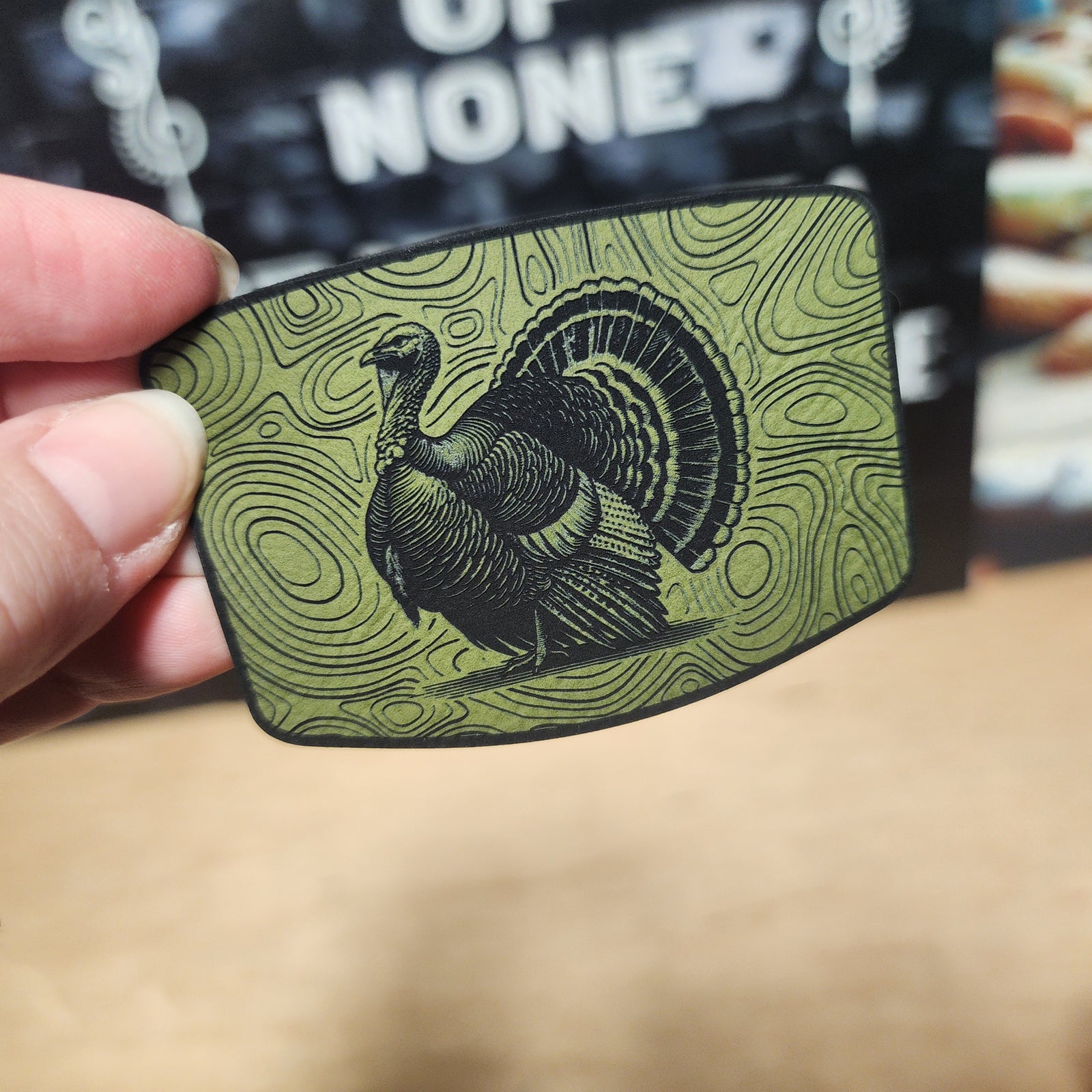 Turkey Design Engraved Leatherette Hat Patch - MR01