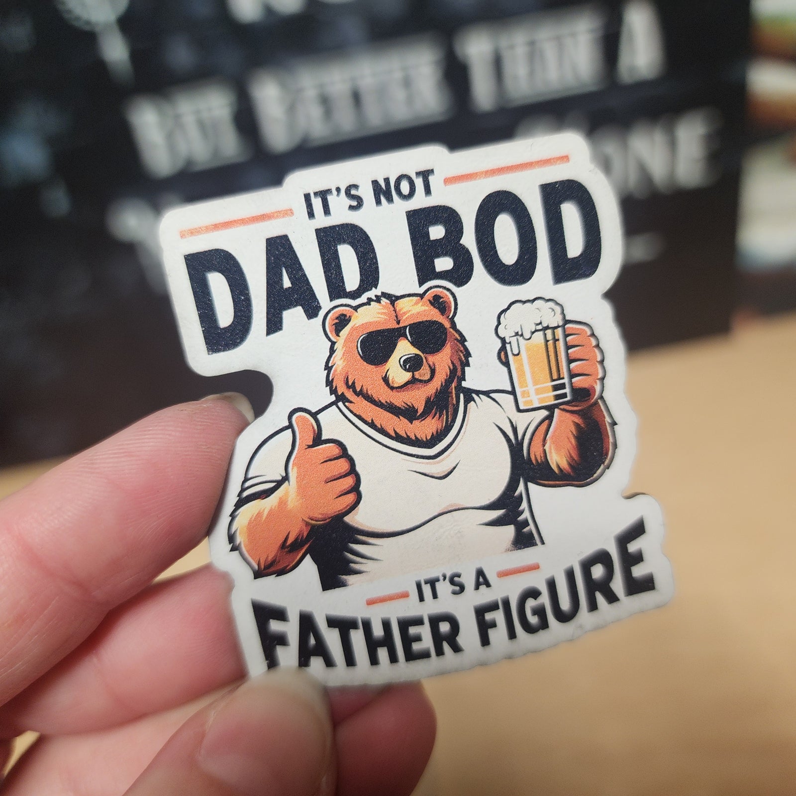 Dad Bod leatherette hat patch featuring a cool bear with beer, perfect for Father's Day gifts and outdoor adventures.