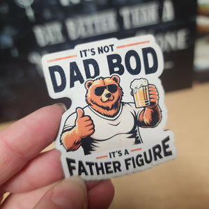 Dad Bod, Father Figure Humor UV Printed Leatherette Hat Patch - MR01