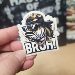 Bruh Fish with Attitude UV Printed Leatherette Hat Patch - MR01