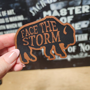 Buffalo Face the Storm Engraved Leatherette Hat Patch - MR01
